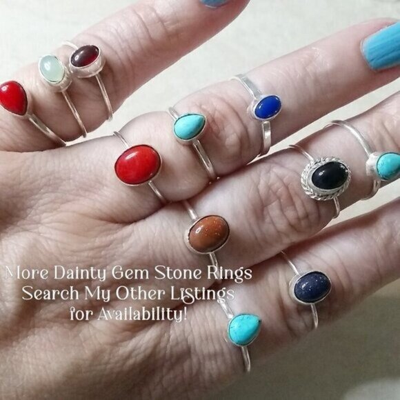 Dainty Minimalist Boho - Feminine Green Jade 9.25 Thumb or Index Finger Ring - Picture 5 of 6